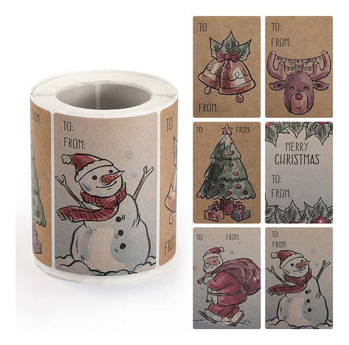 Etiquetas De Regalo De Feliz Navidad, 250 Unidades De 2 X 3