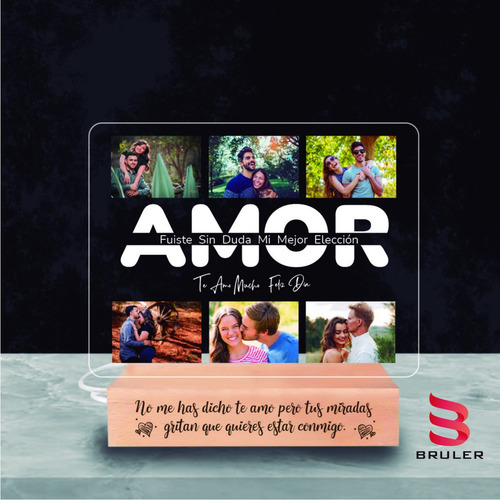 Imagen 9 de 10 de Lámpara Spotify Base De Madera Personalizada Con Acrílico