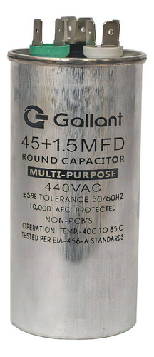 Capacitor Cbb65 Gallant 45+1 5mf +-5% 440 Vac