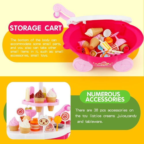 Imagen 4 de 6 de Disney Minnie Mouse Carrito Musical Postres 39 Pzs Original
