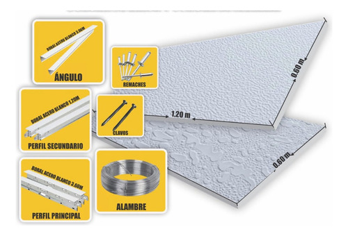 Kit Para Cielo Raso Lam Yeso Vinil Y Suspensión Blanca 9mt2