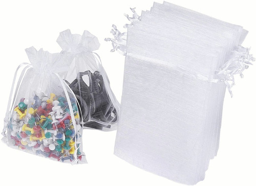 100 Pzas Bolsa De Regalo De Organza Blanco