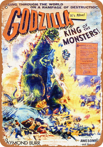 Kexle Letrero Metal Pelicula Godzilla Aspecto Vintage