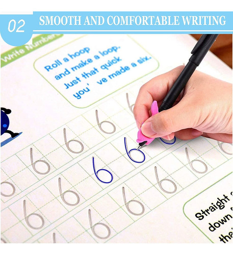 8pcs Magic Practice Copybook Para Crianças Com 2 Canetas