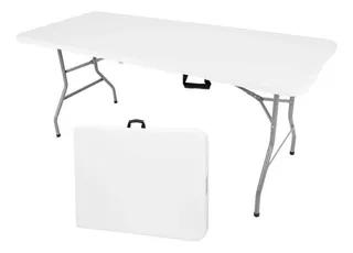 Mesa Plegable De Plastico 1,80 Cm Tipo Portafolio Color Blanco