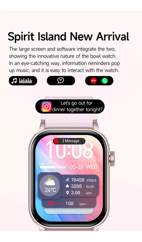 Deiaao Kr86 1.95'' Compatible Ai Voice Assistant Smartwatch Ladies Ip67 Waterproof Bluetooth Talk Smartwatch Rosa