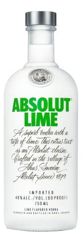 Absolut Lime Vodka Suecia Botella De 750 Ml Lima
