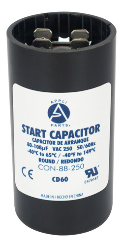 Condensador/ Capacitor De Arranque    80-108 Mfd 250v