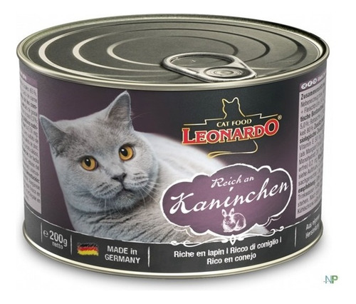 Alimento Leonardo Quality Selection Para Gato Adulto Sabor Conejo En Lata De 200g