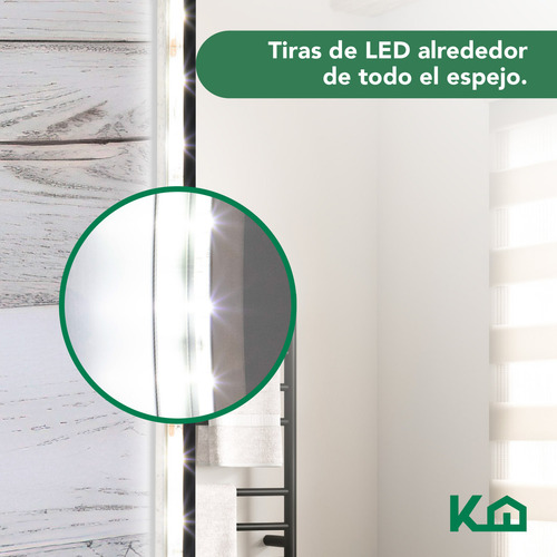 Espejo Para Baño Con Luz Led Encendido Touch 120x65cm Rectangular Luz Blanca Led Fría 6000k decorativo Iluminado Maquillaje Kingshouse