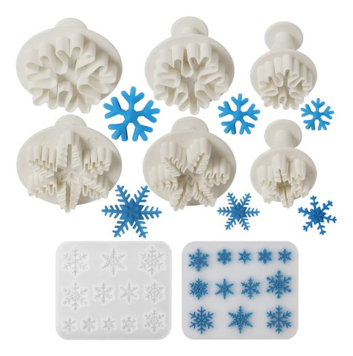 Hapy Shop Moldes Para Fondant Copo Nieve 6 Cortadores Embolo