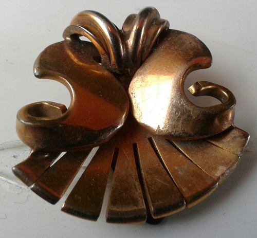 Vintage Prendedor Broche Estilo Art Deco Sobredorado Baño Or