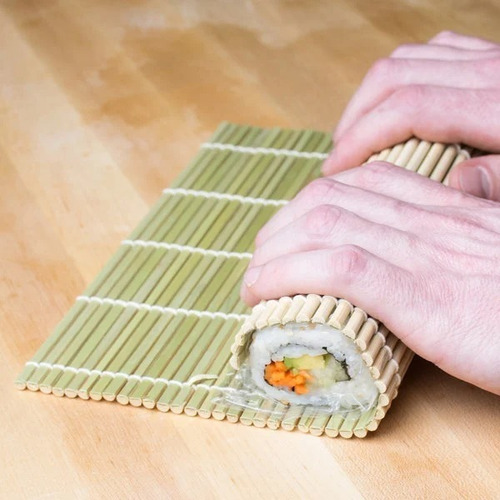 Imagen 3 de 5 de Esterilla Para Elaborar Sushi Bamboo 23x23cm Calidad Premium