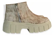 Comprar Botas Borcego Caña Baja Hueso Plataforma Cuero Vacuno Xime