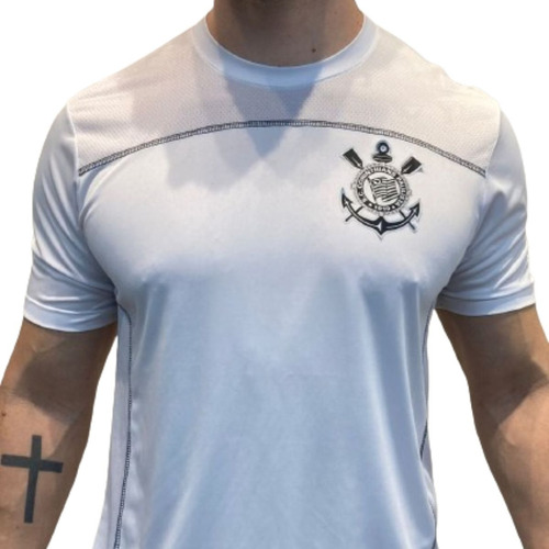 Camisa Corinthians Fitness Braziline Branca Adulta Masculina