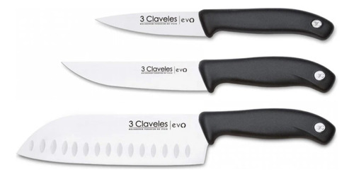 Juego 3 Cuchillos Cocinero Verduras Santoku Evo 3 Claveles