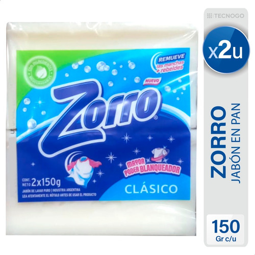 Jabon En Pan Antibacterial Zorro Blanco Paquete X2 Unidades