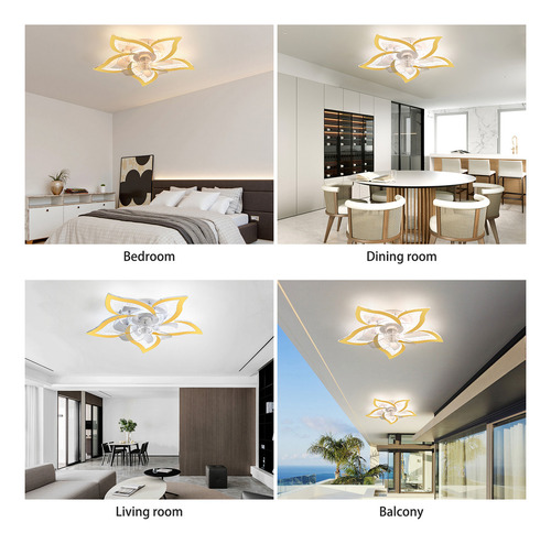 Ventilador De Techo Garwarm Con Lampara LED Abanicos Con Control Remoto 50w Dorado