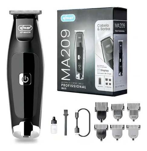 Maquina De Cortar Cabelo Profissional Sem Fio Bivolt Cor Preto 127/220v