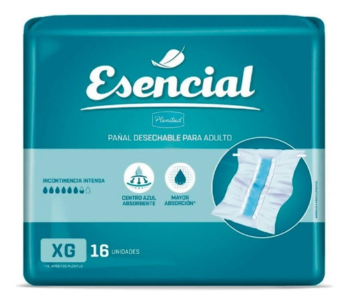 Pañal Para Adulto Plenitud Esencial Recto Xg X 16 Unidades