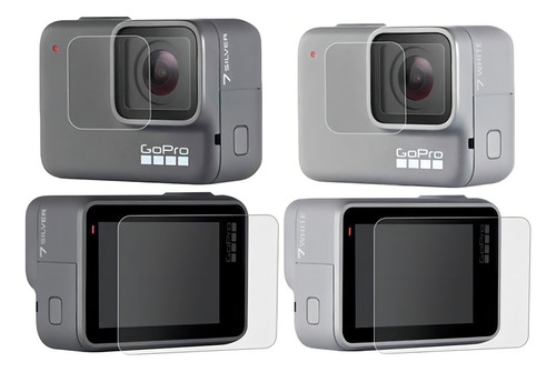 Protetor de película e lente Go Pro 5 6 7 branco prateado