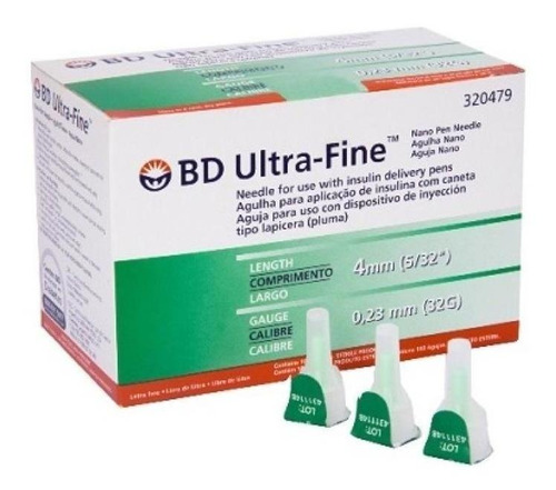Bd Ultra Fine 4mm 32g - Aguja Lapicera De Insulina X 100 Un