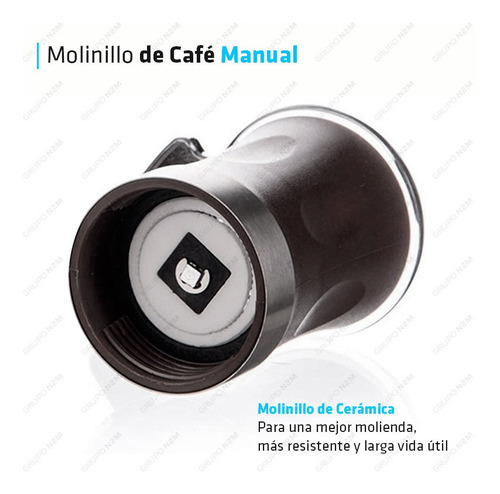 Imagen 3 de 10 de Molinillo Triturador Cafe Granos Semillas Manual Acero