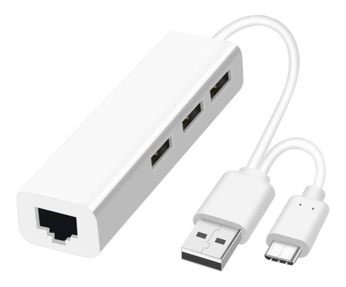 Usb 2.0 Hub Ethernet Rj45 Adaptador De Pc Portátil + Usb C