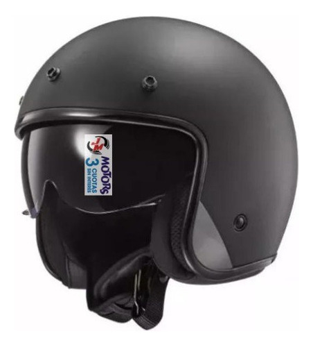 Jm Motors Casco Abierto Ls2 601 Bob Negro Mate Retro Vintage