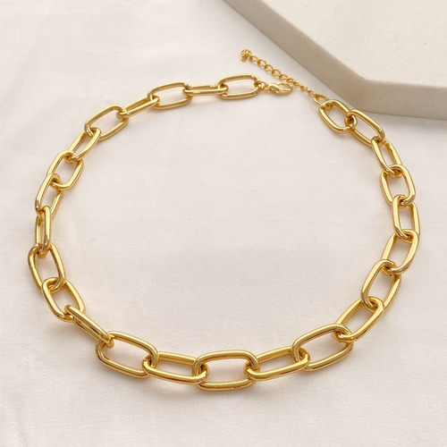 Colar Corrente Elos Grossos Folheado Ouro 18k Presente Luxo