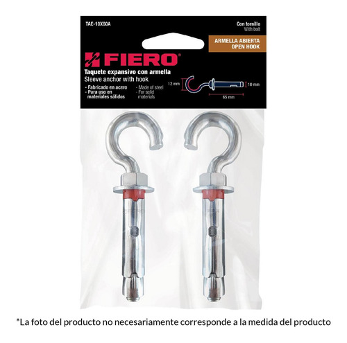 Imagen 2 de 4 de Taquete Exp. Con Armella Abierta 7/16'' X 2-1/2' Fiero 47565
