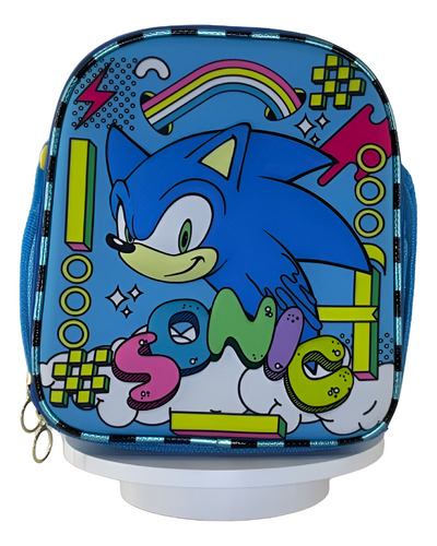 Kit Escolar Sonic 3d Con Luz Infantil Primaria Ruz Azul Claro Sonic