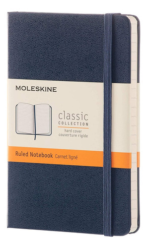 Libreta Moleskine Clásica De Bolsillo Dura Azul Rayada