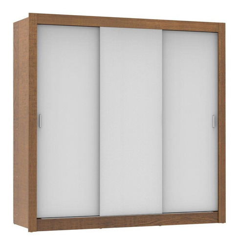 Guarda Roupa Casal Madesa Mônaco Com 3 Portas De Correr Cor Rustic/Branco