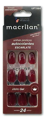 Unhas Postiças Autocolantes Macrilan - Cores Diversas Cor Escarlet Amendoado