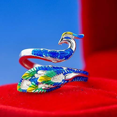 Anillo Tejer Ajustable Ala Avanzada Pavo Real Abierto