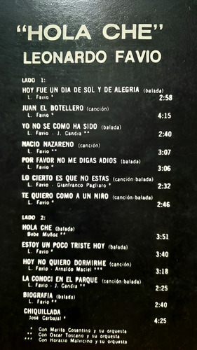 Lp Leonardo Favio (hola Che) -j- (Usado)