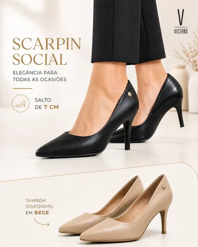 Sapato Scarpin Vizzano Salto Baixo Executivo Premium 7cm Preto  Liso 36 Br