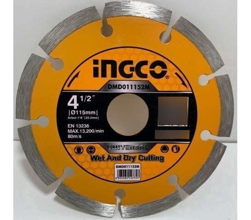 Disco Diamantado Segm 4 1/2 Ingco Dmd011152m X Unidad - Smf Color Gris