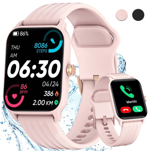 Iowodo W13 Sport Reloj Inteligente Mujer 1.85" Caja De Abs + Pc Rosa Malla Rosa De Silicona