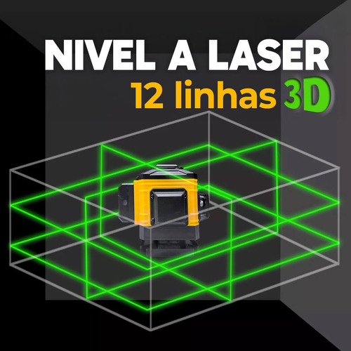 Nível A Laser 360º Verde 12 Linhas 3d Com Tripé Profissional