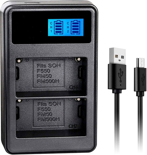 Cargador Dual Lcd Usb Para Baterías Sony Tipo Np-f550 / F570