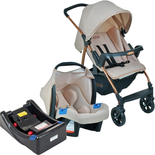 Carrinho De Bebê Travel System Burigotto Ecco Mon Amour+base Cor Rosa-claro Cor do chassi Cobre