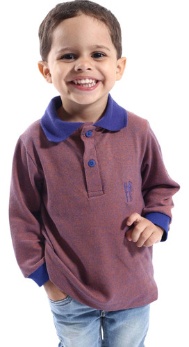 Camisa Polo Infantil Laranja Manga Longa
