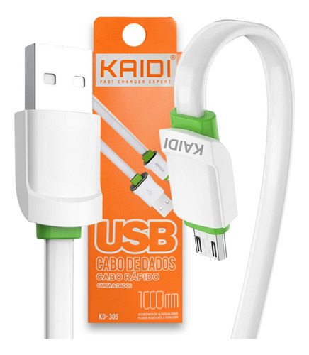 Cabo Tipo C Kaidi Usb Carregamento Rápido Cor Branco