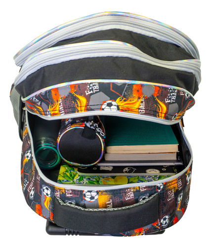 Mochila Carrito + Lunchera Escolar Futbol Para Nenes Niños Kit Vuelta Al Cole