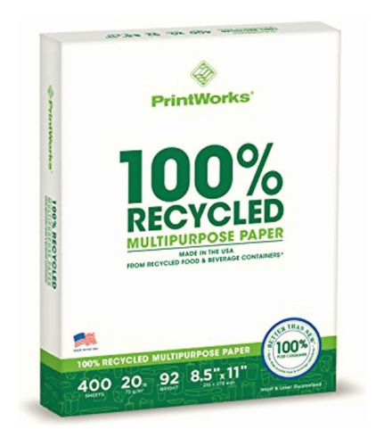 Printworks Papel Reciclado Multiusos, Blanco, 1 Ream: 400