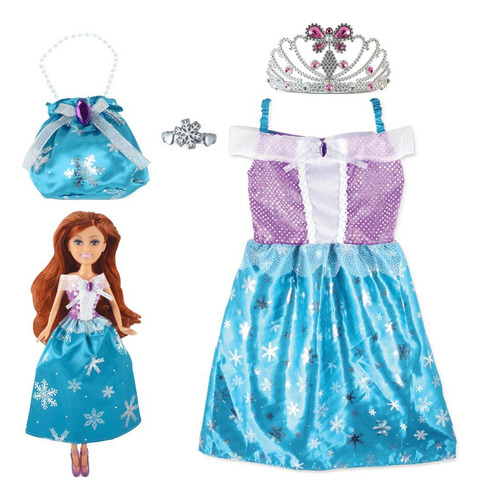 Boneca Vestido Bolsinha E Coroa Sparkle Girls Princesa Dtc