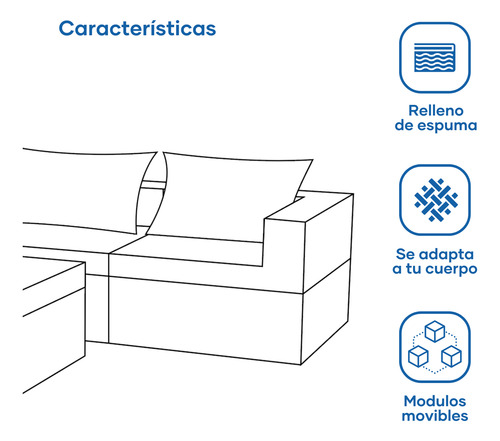 Sala California Smooth Modular 4 Piezas Sin Patas