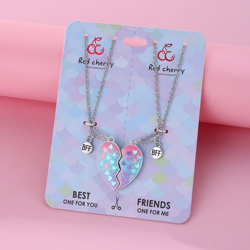 A 1 Par Collares Corazón Lindo Magnético Bff Bff Collares
